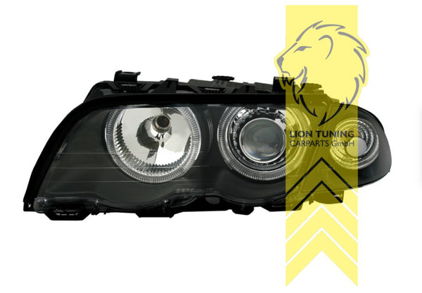 LT LED DRL Angel Eye Halo Ring Headlights BMW E46 sedan touring black 98-01 LHD