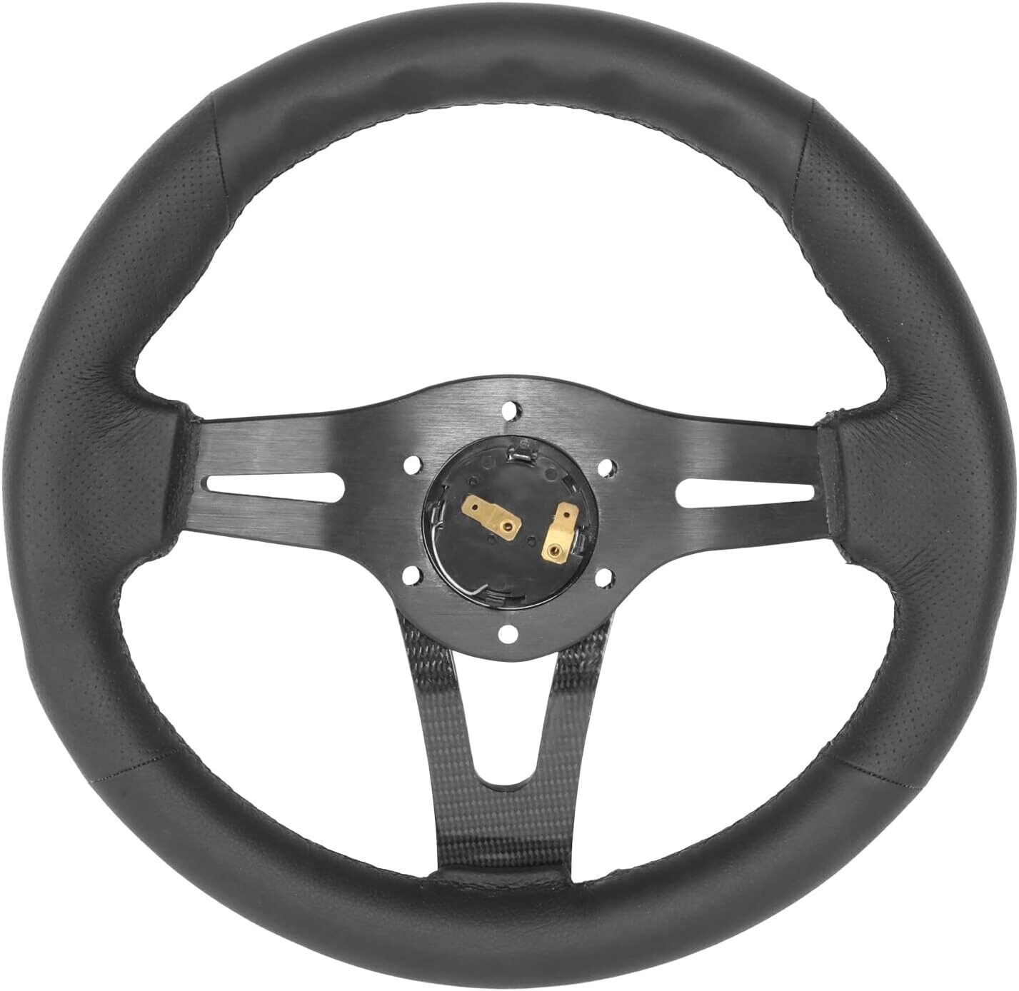 NRG Innovations ST-002RCF 320mm Leather Universal Steering Wheel Black Carbon Fibre Car Sim 70mm 6-Bolt