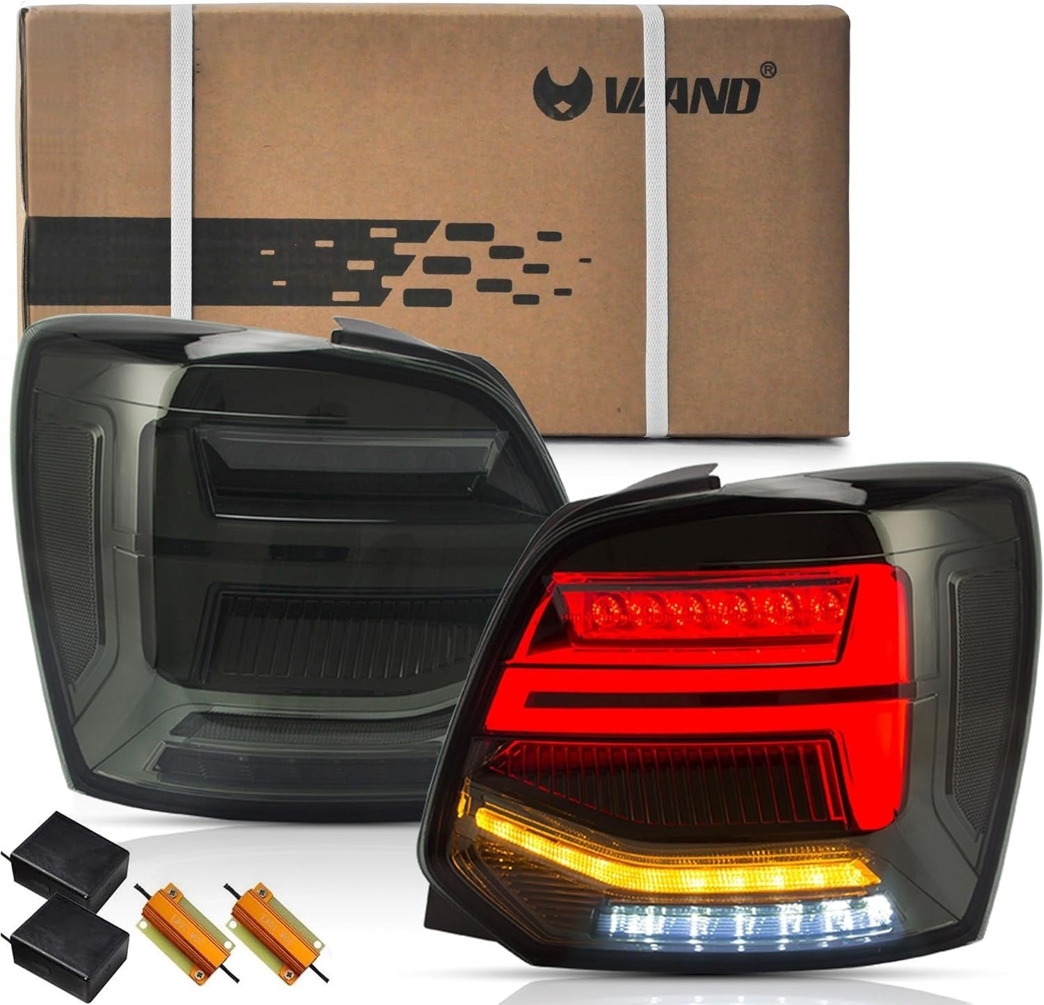 VLAND VW Polo MK5 6R 6C TSI 09-17 Lightbar LED DYNAMIC Rear Lights SMOKE RHD