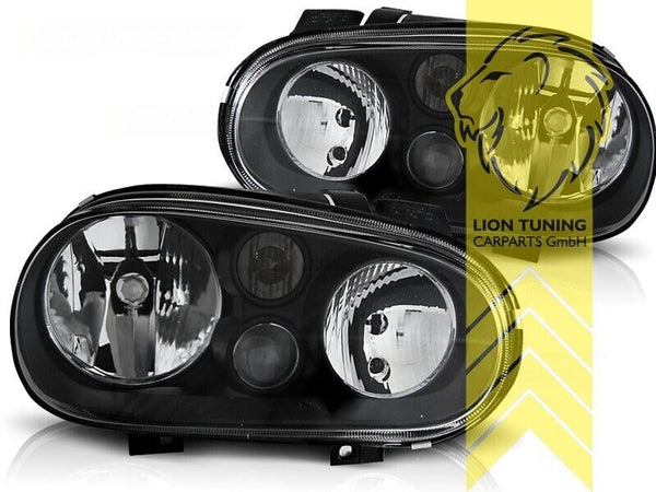 LT DEPO Pair Halogen H7 H1 H3 Headlights VW Golf 4 MK4 97-06 Black LHD