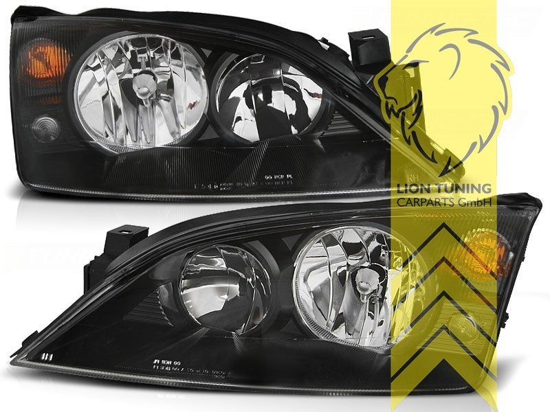 LT Pair Halogen Headlights Ford Mondeo 3 B5Y B4Y BWY Sedan SW Black LHD