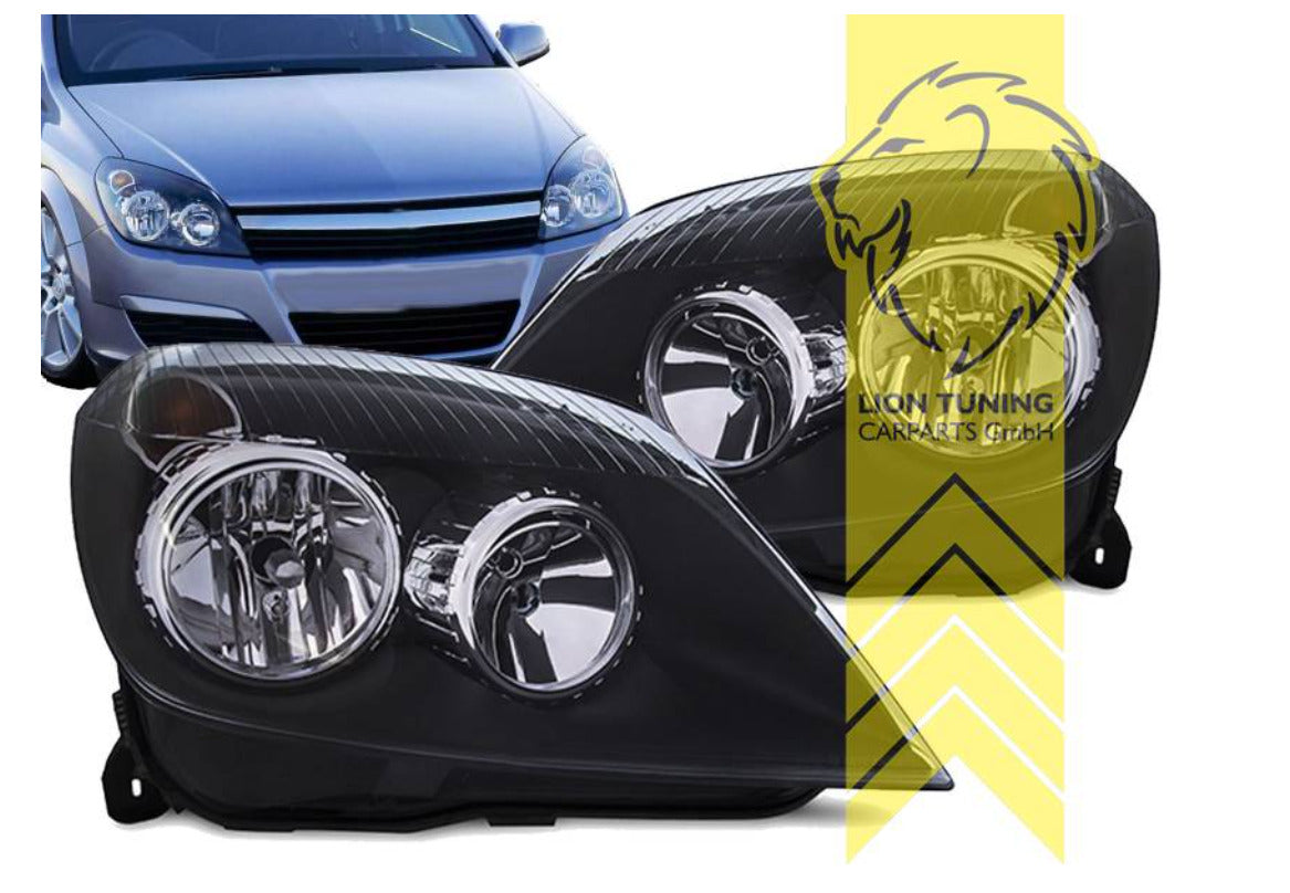 LT Set Halogen Opel Vauxhall Astra H Black Dual Halo Headlights L48 L35 L08 LHD