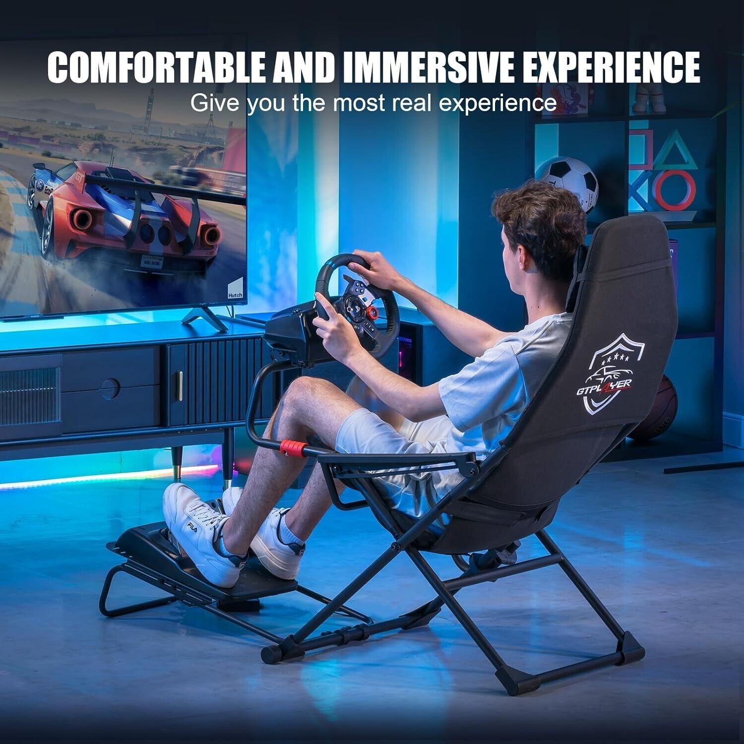 GTP Folding Driving Game Sim Racing Frame Rig & Seat Cockpit Xbox PS P ...