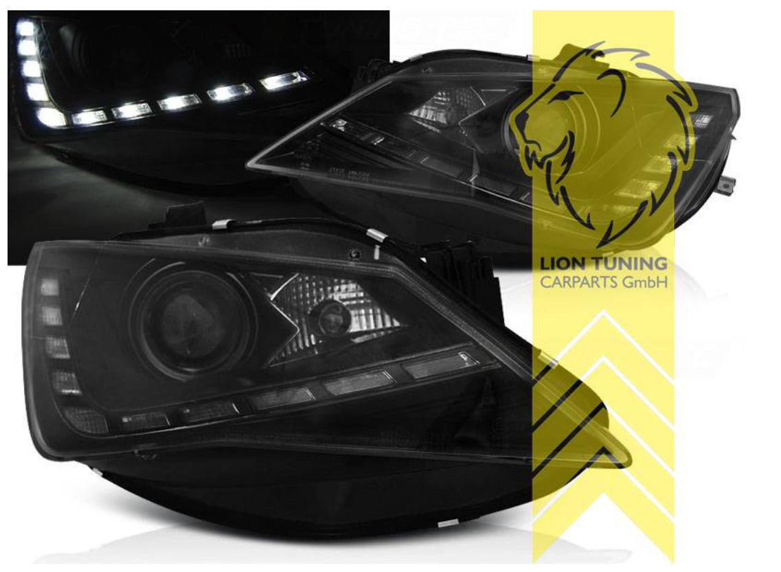 LT LED DRL Halo Lightbar Headlights Seat Ibiza 6J IV 6 MK6 black FR-Design LHD