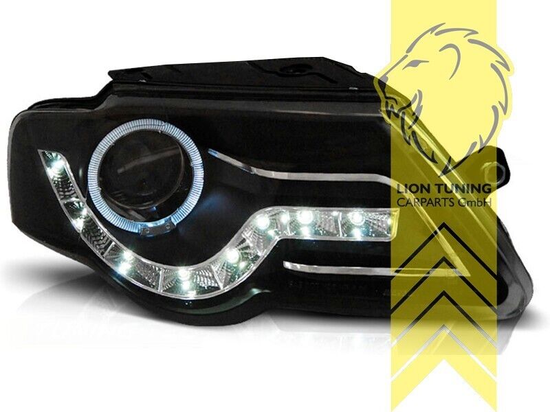 LT Pair LED DRL Lightbar Halo Headlights VW Passat 3C sedan variant black LHD