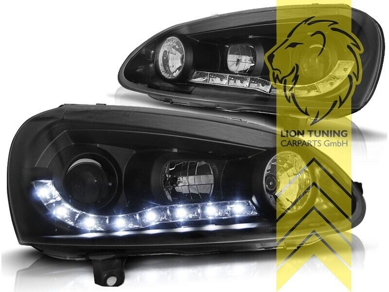 LT LED DRL Lightbar Halo Projector Headlights VW Golf 5 1K1 1K5 03-09 black LHD