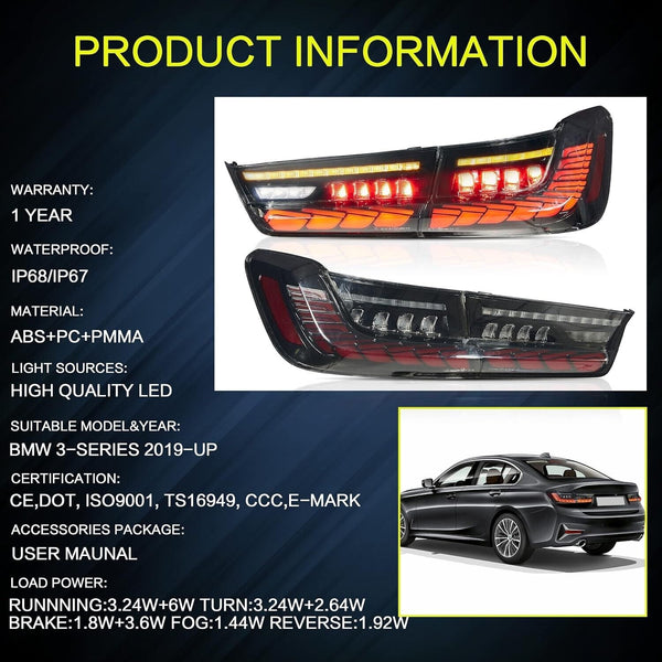 UK VLAND OLED Rear Tail Lights 19-22 BMW 3 Series G20 M3 G28 GTS 330i M340i SEQ