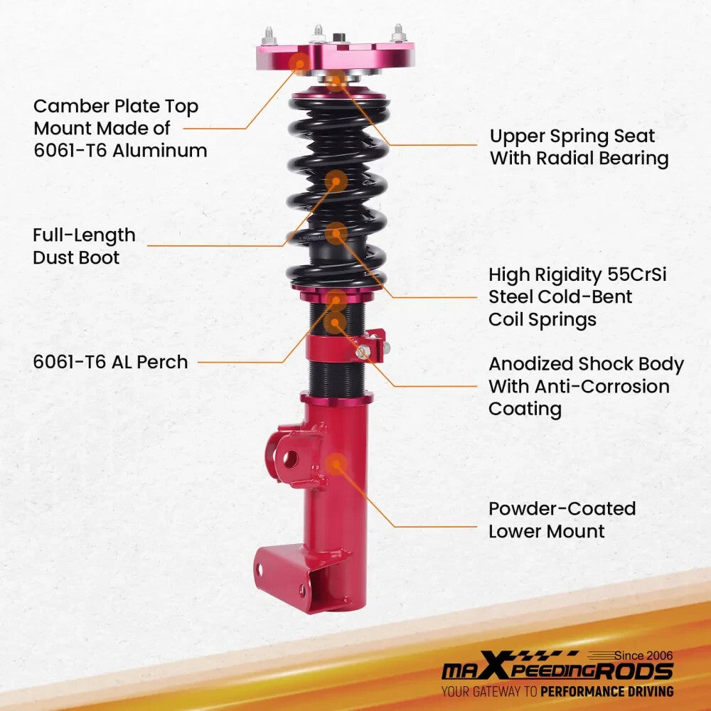 MXPR Adjustable Lowering Coilovers Mercedes W204 C180 C250 C300 08-14 RWD Sedan