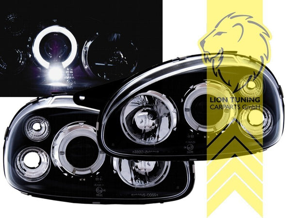 LT Pair LED DRL Angel Eye Halo Headlights Opel Corsa B Combo B 93-01 black LHD