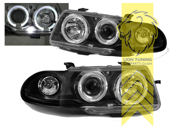 LT Set Opel Vauxhall Astra F Facelift black LED DRL Lightbar Halo Headlights LHD