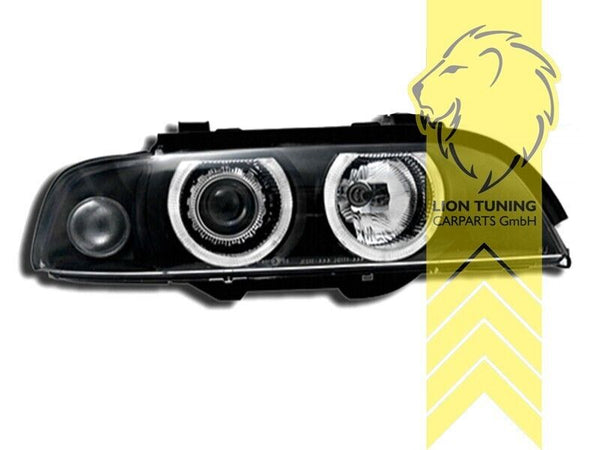 LT LED DRL Halo Ring Angel Eye Headlights BMW E39 00-04 Limo Touring black LHD