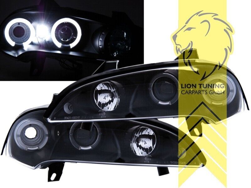 LT LED DRL Halo Ring Eye Headlights Opel Tigra A 94-00 black LHD