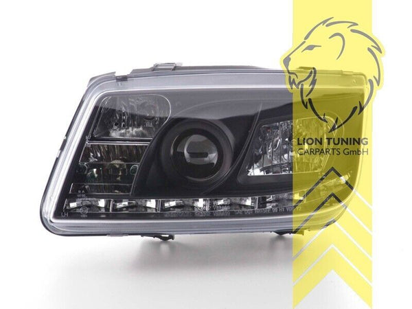 LT LED DRL Lightbar Halo Ring Headlights VW Bora 98-05 H1 H1 H3 Fog Black LHD