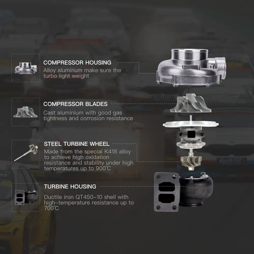 MXPR T70 Universal Turbo T3 V Band Exhaust Flange Twin-Scroll Turbocharger 500+