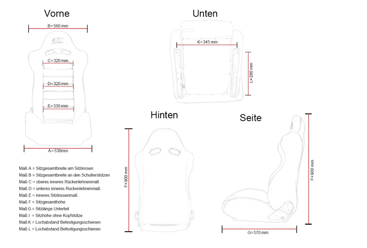 FK x2 Universal Real Leather Reclining Bucket Sports Seats Grey & Black Edition