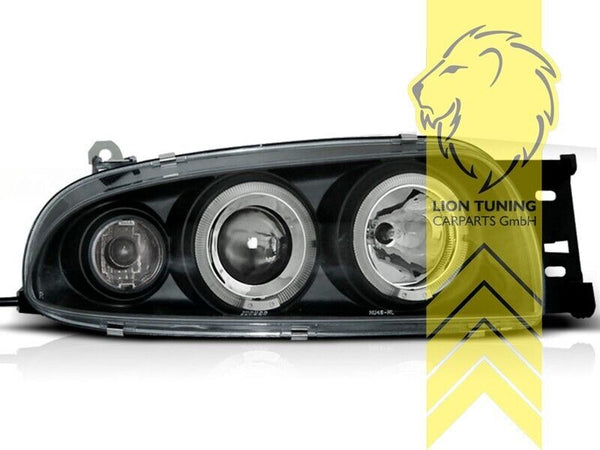 LT Pair LED DRL Halo Ring Headlights Ford Fiesta 4 JAS JBS 95-99 JA JB black LHD