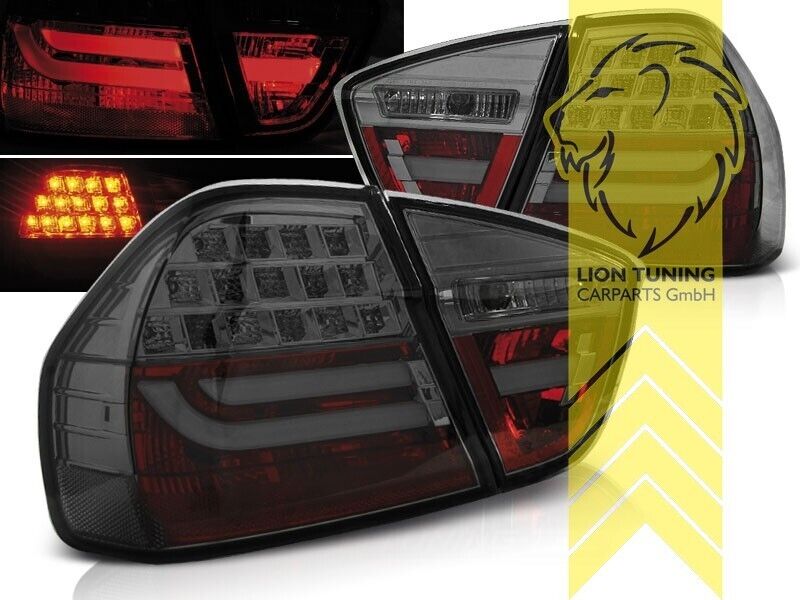 LT Pair LED Lightbar DRL Rear Lights Tail Lamps BMW E90 sedan black smoke 05-08