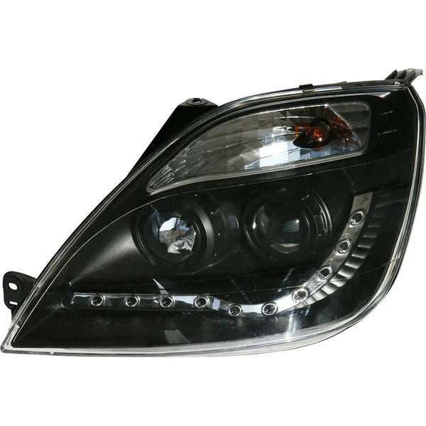 AS Pair LED DRL Halo Lightbar Ford Fiesta VI 6 MK6 02-08 Headlights Black LHD