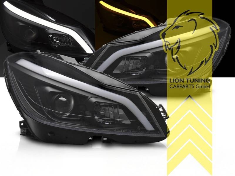 LT LED DRL Lightbar Headlights Mercedes Benz W204 S204 C-Class black LHD