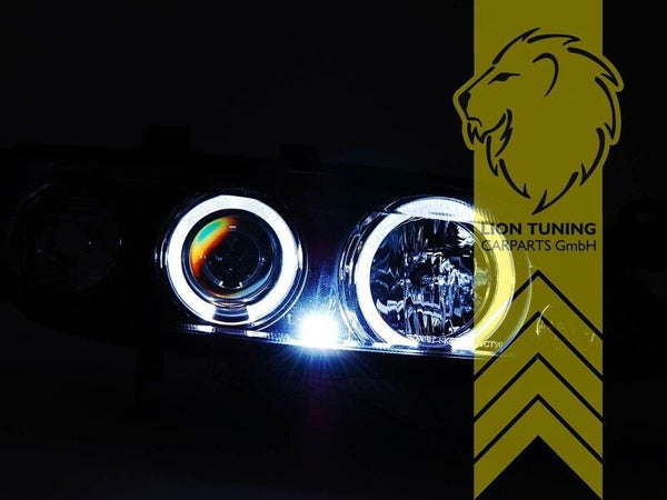 LT  Halogen H1 & LED Halo Ring Headlights Opel Vectra B sedan caravan black LHD