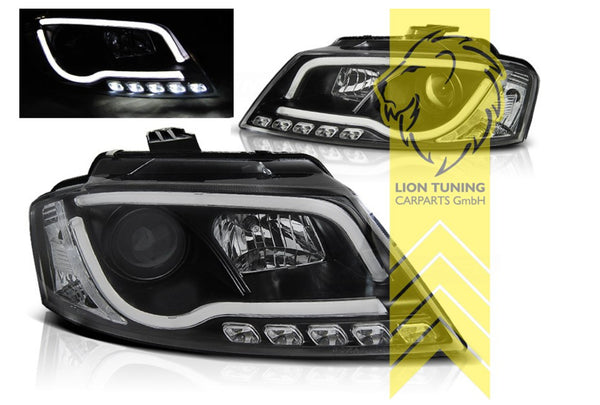 LT LED DRL Halo Lightbar Headlights Audi A3 8P 8PA 8P7 08-13 H7 / H7 black LHD