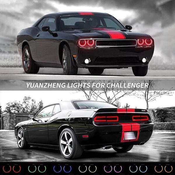 VLAND 08-14 Dodge Challenger Pre-Facelift RGB Dual Halo LED DRL Headlights LHD