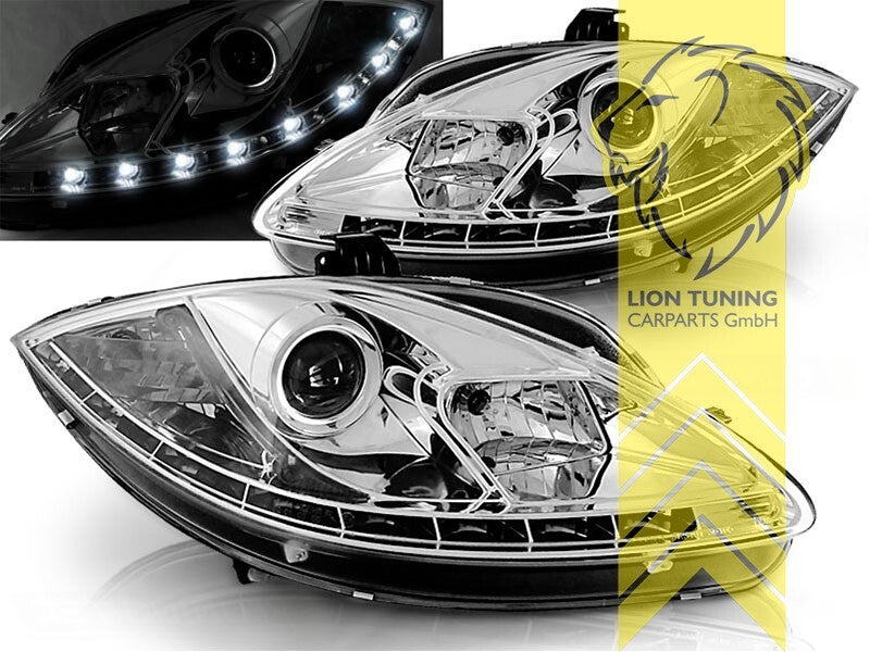 LT LED DRL Lightbar Headlights Seat Leon 1P Altea 5P Facelift 09-15 chrome LHD