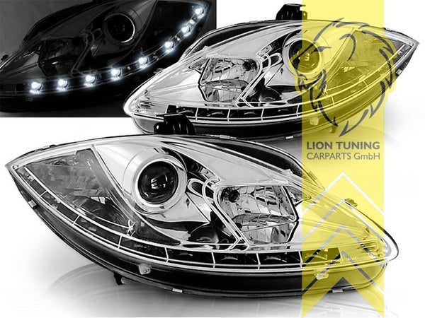 LT LED DRL Lightbar Headlights Seat Leon 1P Altea 5P Facelift 09-15 chrome LHD