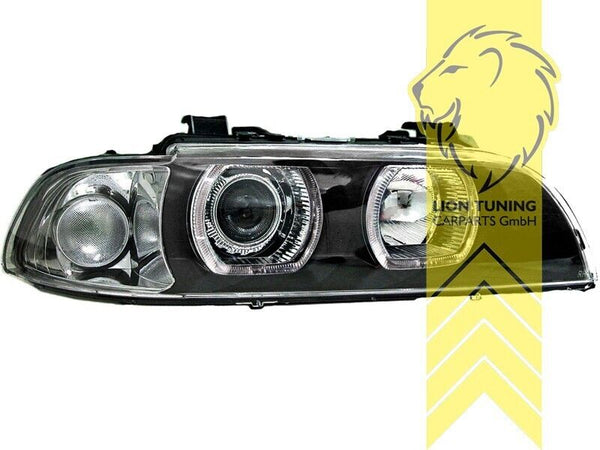 LT LED DRL Halo Ring Angel Eye Headlights BMW E39 95-00 Limo Touring black LHD