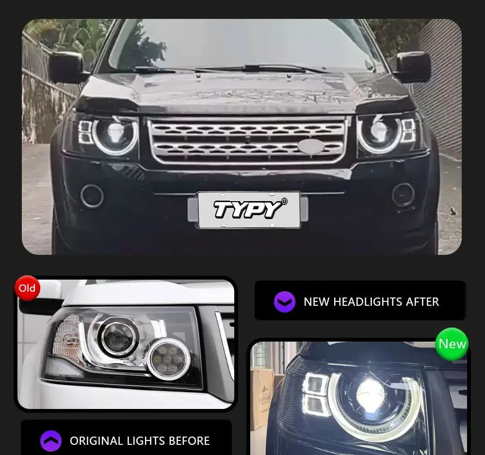TYPY Pair 10-15 Land Rover Freelander 2 LED DRL Dynamic Headlights LHD