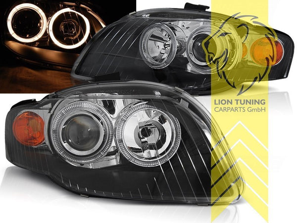 LT Pair LED DRL Halo Headlights Audi A4 B7 8E 04-08 Sedan Avant black LHD