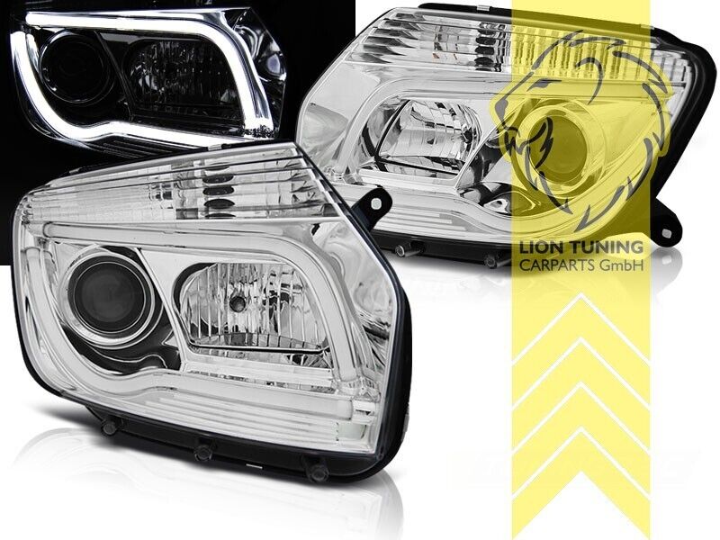 LT Set LED DRL Halo Lightbar Headlights Dacia Duster HS 1 MK1 10-13 Chrome LHD