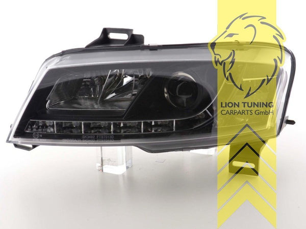 LT Pair LED DRL Lightbar Halo Ring Headlights Fiat Stilo 192 black 01-07 LHD