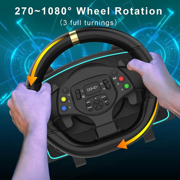 NBCP Racing Wheel Gaming Steering 1080 Driving Sim Car Simulator Pedals Gear