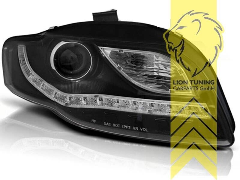 LT LED DRL Halo Headlights Audi A4 B7 8E 04-08 Limousine Avant black LHD