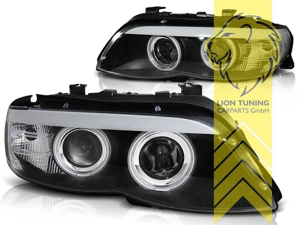 LT LED DRL Halo Lightbar Headlights BMW E53 X5 03-06 black for XENON LHD