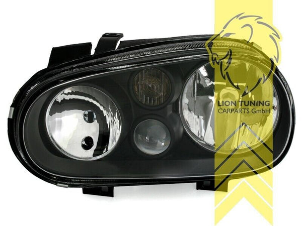 LT DEPO Pair Halogen H7 H1 H3 Headlights VW Golf 4 MK4 97-06 Black LHD