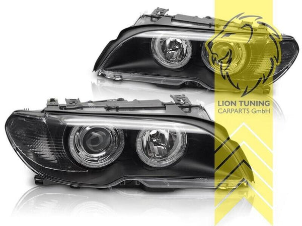 LT LED DRL XENON HID D2S H1 Halo Ring Headlights BMW E46 Coupe Cabrio black LHD