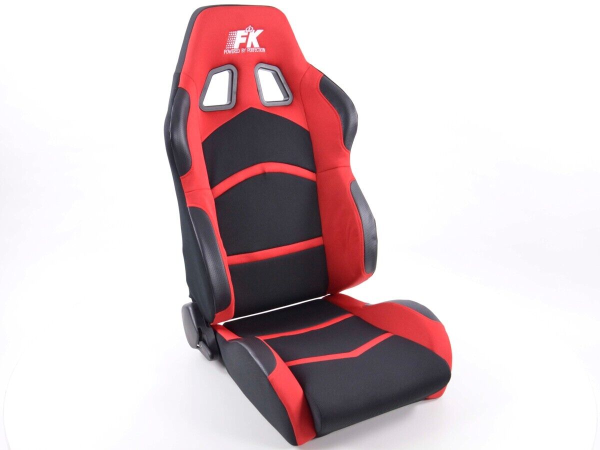 FK Pair Universal Recline & Tilt Fwd Bucket Sports Seats Black & RED Edition