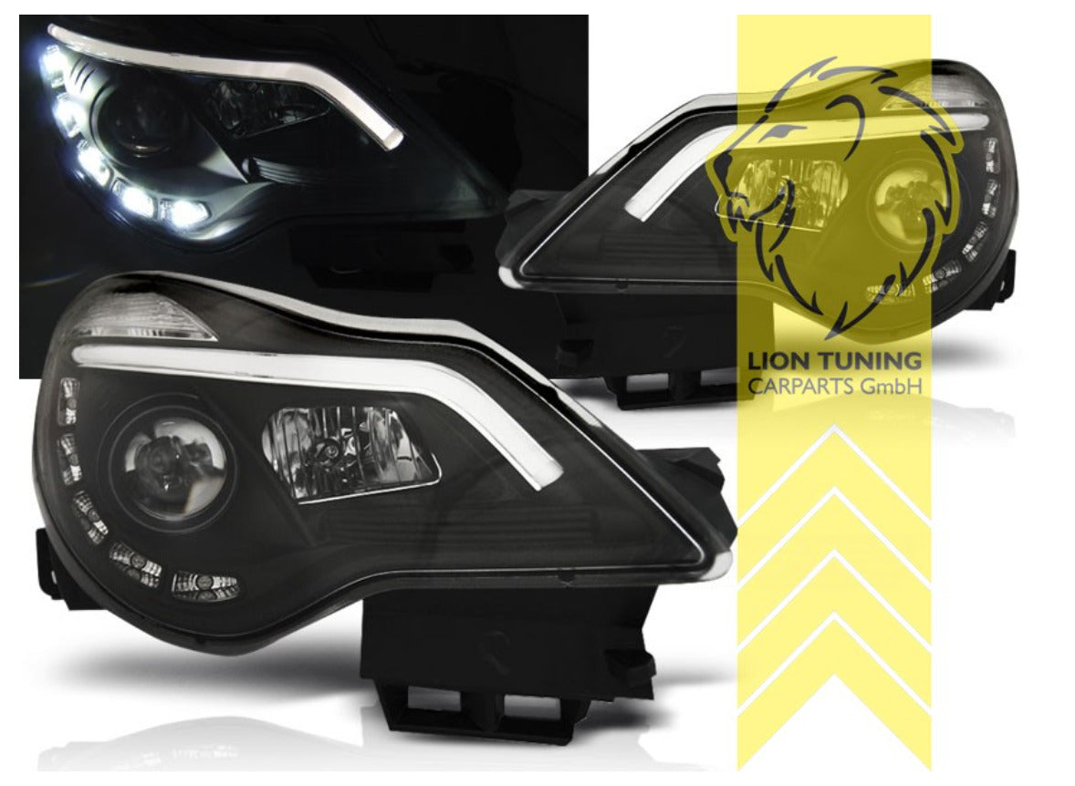 LT LED DRL Lightbar Headlights Opel Vauxhall Corsa D Facelift black 10-14 LHD