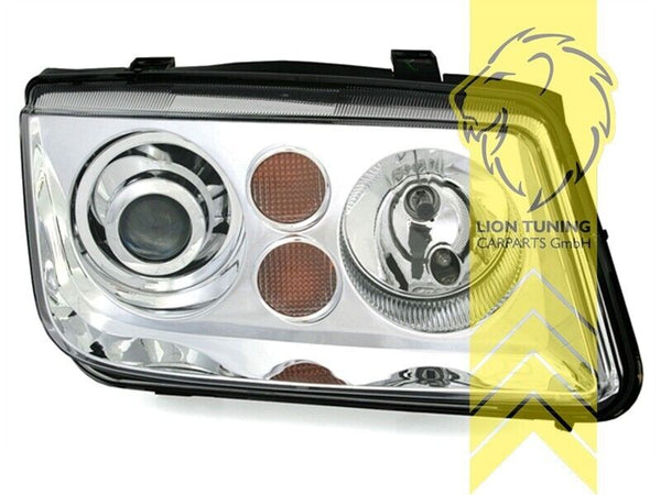 LT LED DRL Lightbar Halo Ring Headlights VW Bora 98-05 Chrome LHD