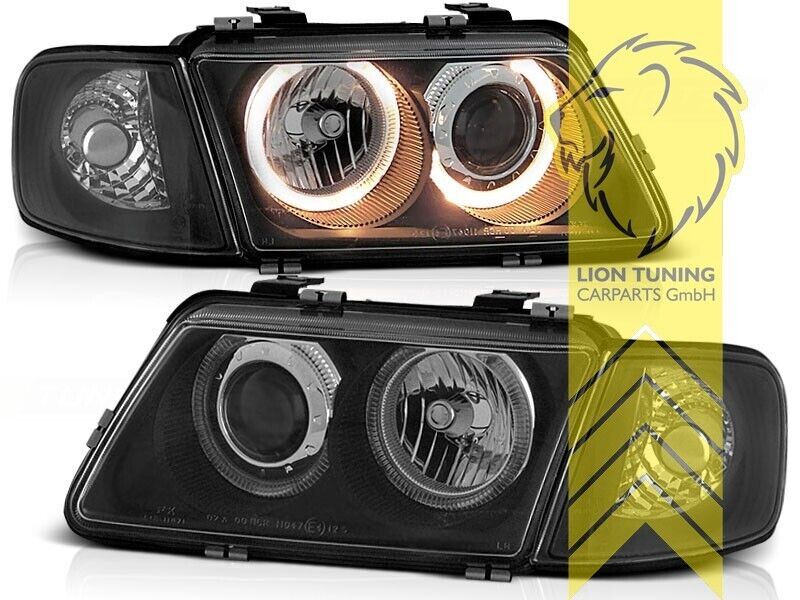 LT LED DRL Dual Angel Eye Halo Light Ring Headlights Audi A3 8L 96-00 black LHD