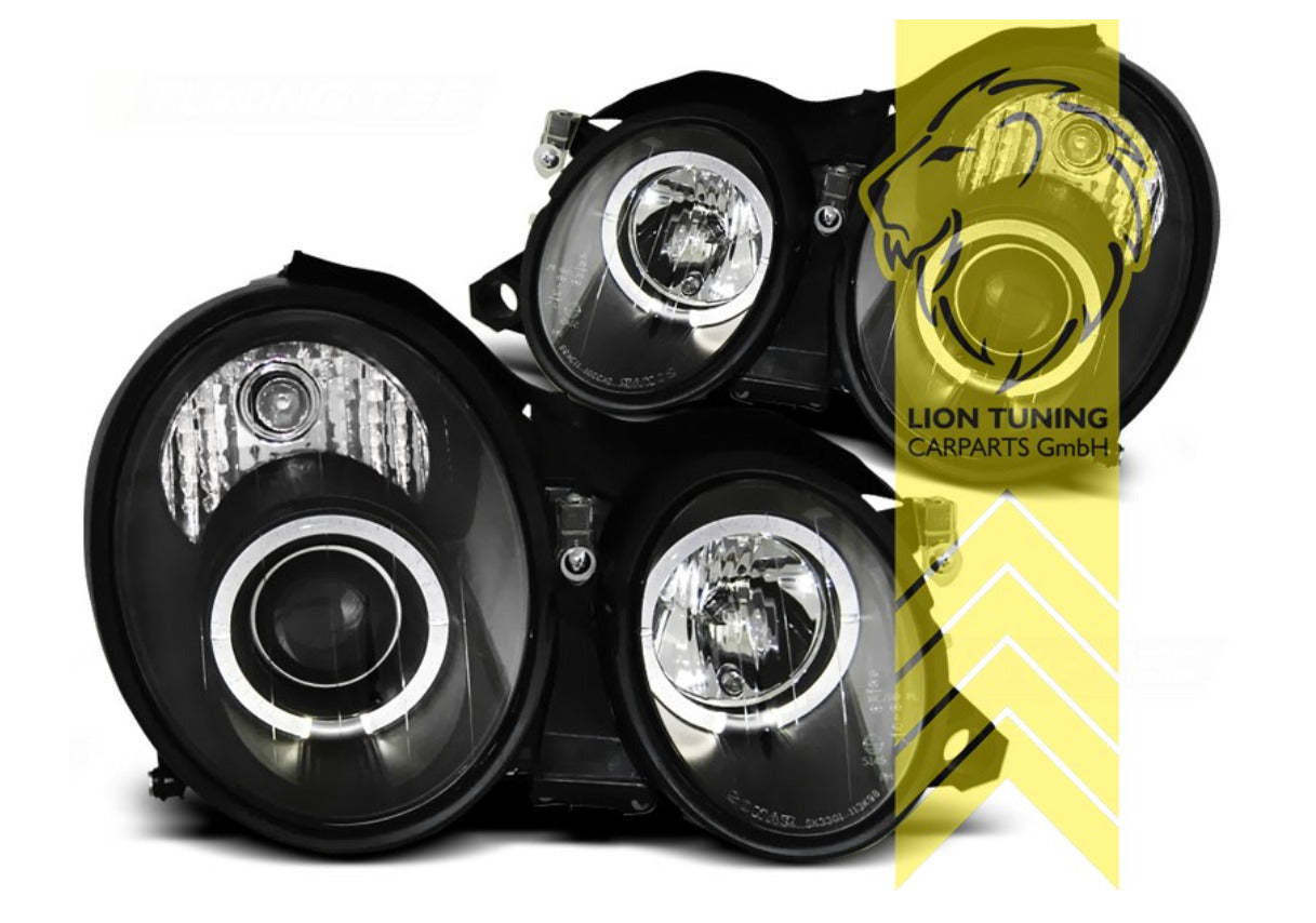 LT Pair LED DRL Lightbar HALO RING EYE Headlights CLK C208 Coupe Cab black LHD