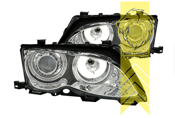 LT LED DRL CCFL Angel Eye headlights BMW 3-Series E46 Limo Touring 01-05 Chrome