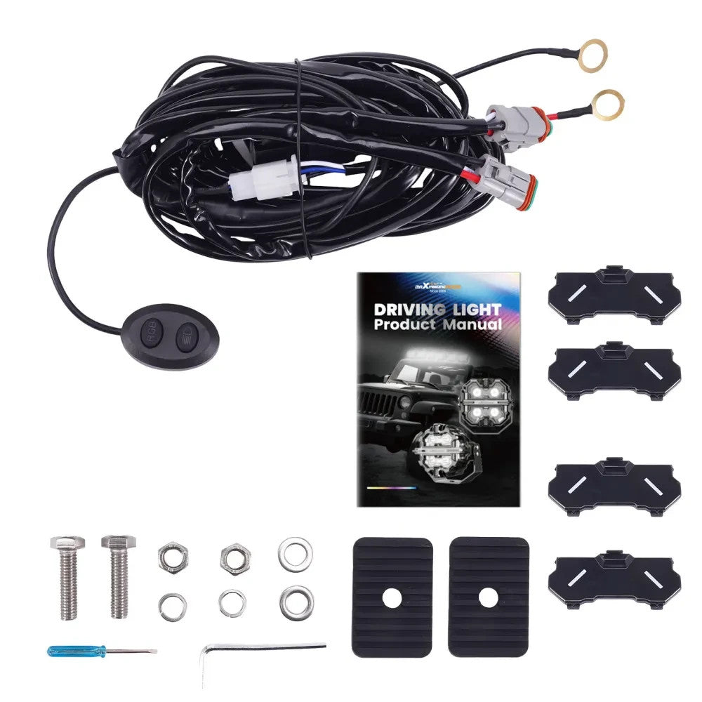 MXPR 5" 212W LED Headlights Fog Lights Spot Beam RGB DRL Round Pod Lamps