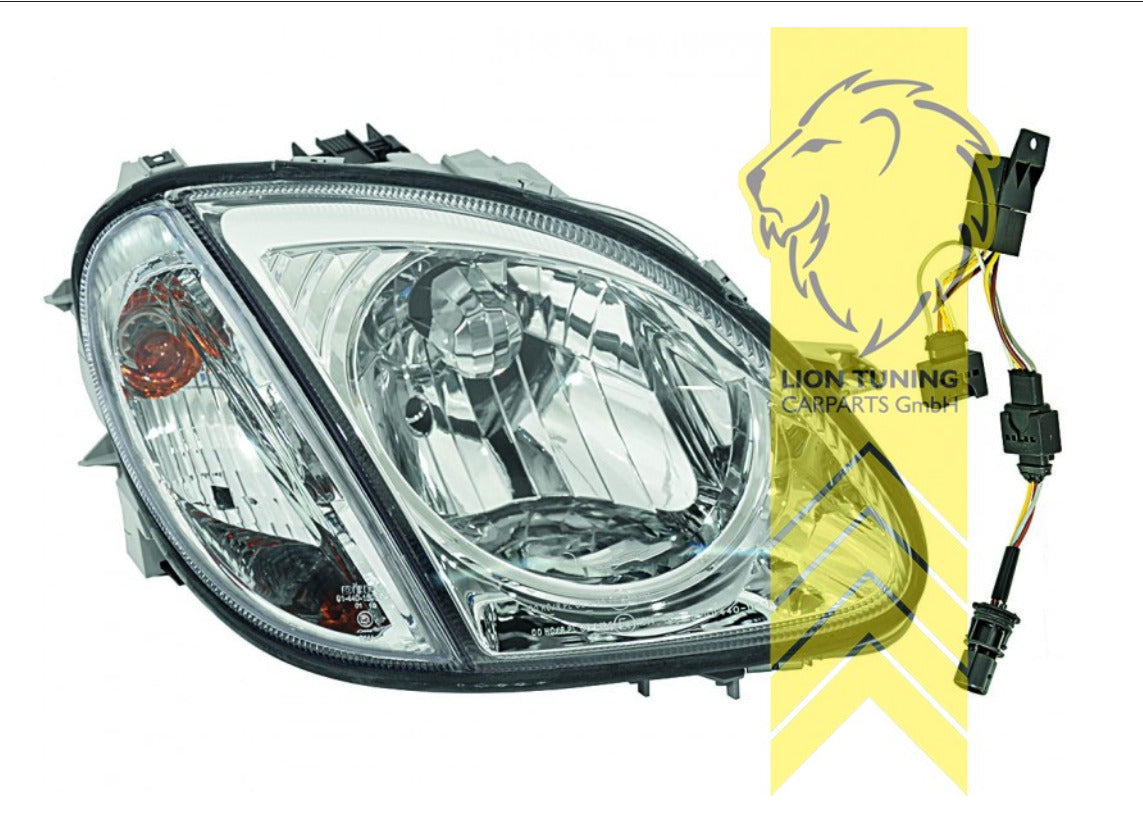 LT Pair Halogen Headlights Mercedes SLK R170 H4 Chrome 96-04 + Facelift LHD