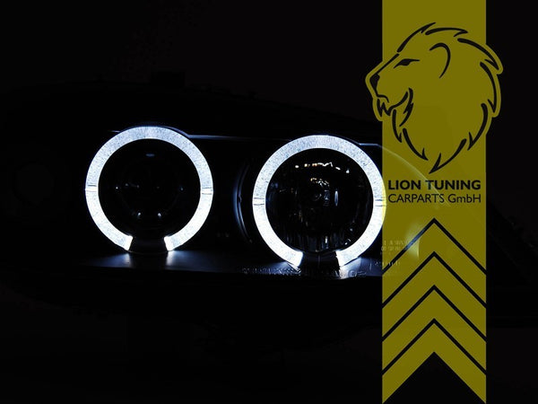 LT Pair LED DRL Halo Ring Headlights Opel Astra G black T98 F67 98-05 LHD
