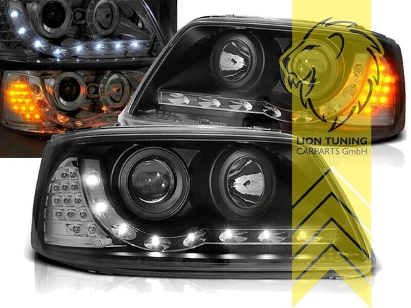 LT Pair LED DRL Lightbar Headlights VW T5 03-09 Bus Transporter Van black LHD