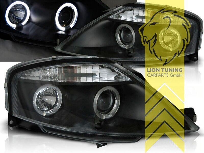 LT LED DRL Dual Halo Ring Headlights Citroen C3 black 02-09 LH