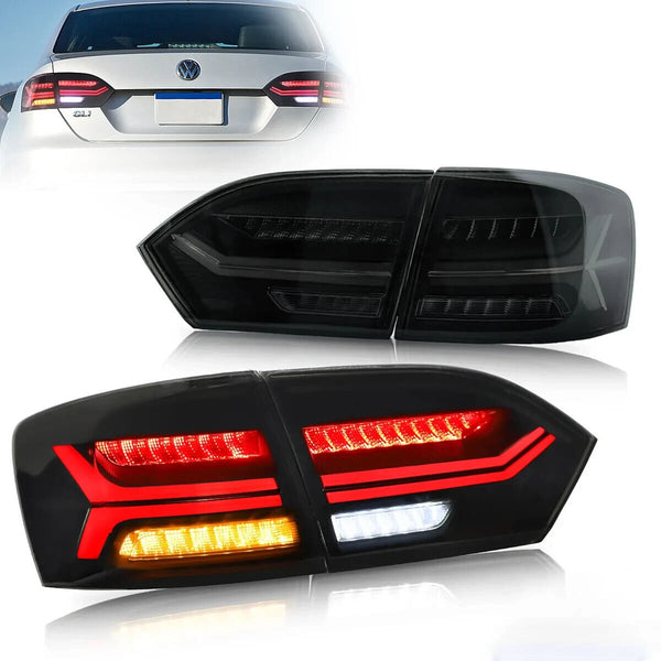 VLAND LED Tail Lamps Rear Lights 11-14 VW Jetta Sagitar A6 DYNAMIC SMOKE